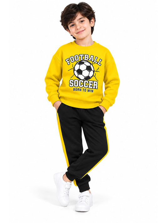 Boys Football Soccer Yellow Kids Winter Tracksuit Set model image