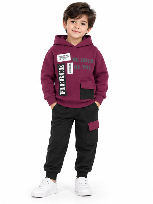 Boys Be Bold Be You Kids Winter Tracksuit Set model image