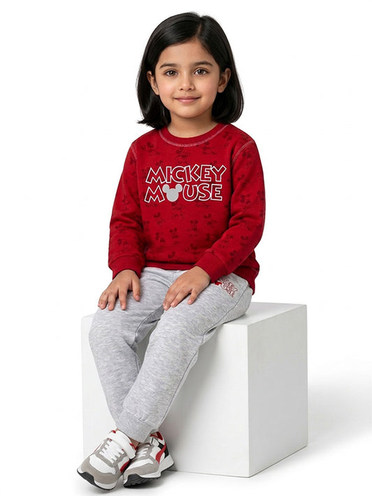 Boys Mickey Mouse Red Grey Kids Winter Tracksuit Set model image 1
