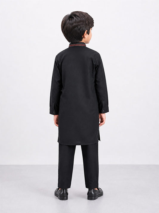 Boys Black Embroidered Kurta Shalwar Set
