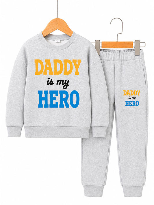 Daddy Is My Hero Kids Winter Tracksuit Set