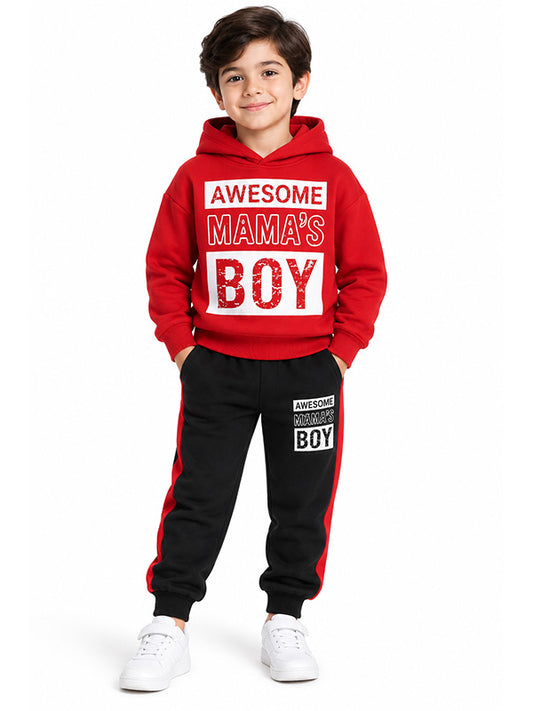 Boys Awesome Mama's Boy Kids Winter Tracksuit Set model image