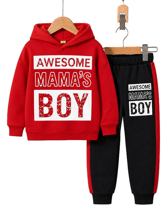 Boys Awesome Mama's Boy Kids Winter Tracksuit Set