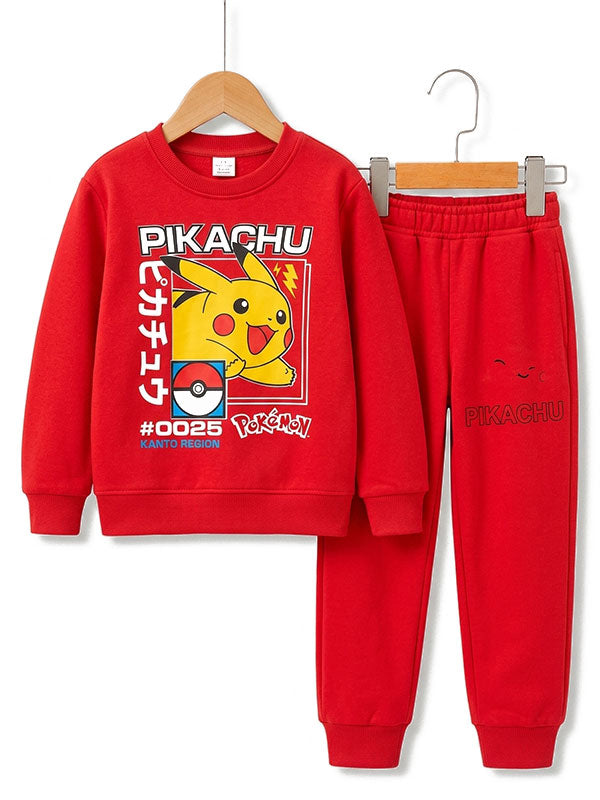 Boys Pikachu Red Kids Winter Tracksuit Set