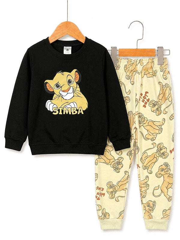 Boys Simba Black Beige Kids Winter Tracksuit Set