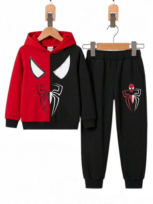 Boys Spider Red Black Kids Winter Tracksuit Set