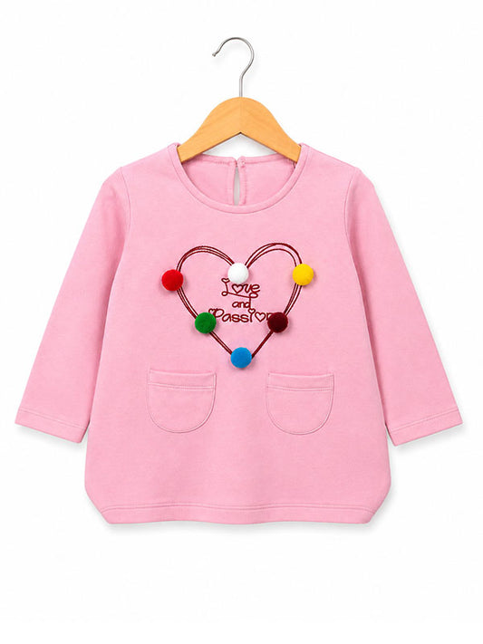 Girls Love and Passion Pink Kids Long Sleeve Top